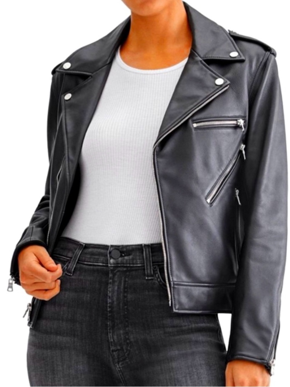 7 For All Mankind Black Faux Leather Jacket